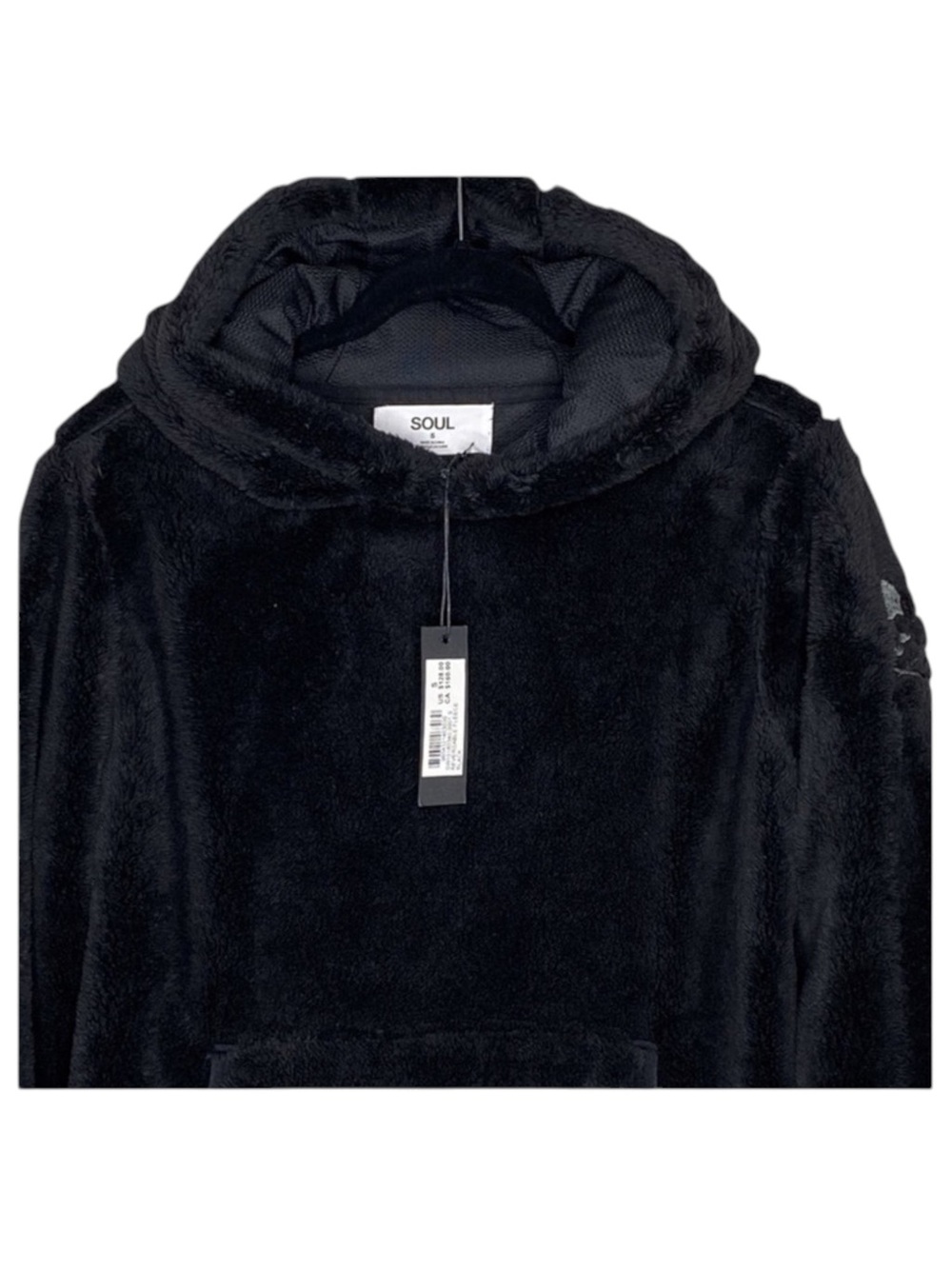 new SoulCycle ☻ Faux Shearling Reversible Mesh Skull Embroidered Pullover Hoodie - Picture 7 of 16